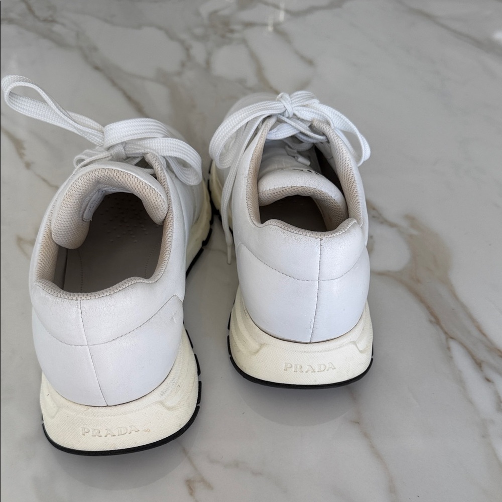 Prada White Lace-Up Sneakers - Picture 3 of 3